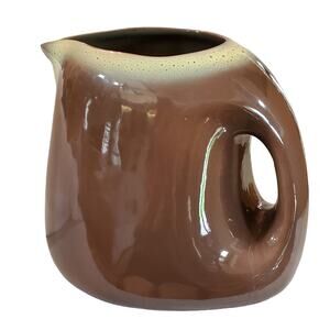 Vintage MidCentury Modern Tamac Art Pottery Frosty Fudge Handled Pitcher